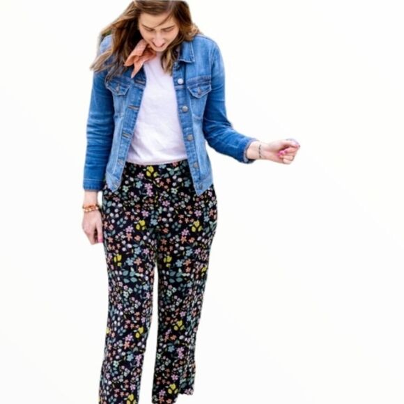 NWOT LOFT ELASTIC WAIST WIDE LEGS FLORAL PANTS W/POCKETS SZ.XS - Picture 2 of 6